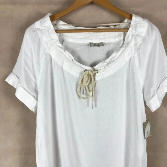 G.H. BASS White Short Sleeve Drawstring Top NWT Small - Picture 4 of 9